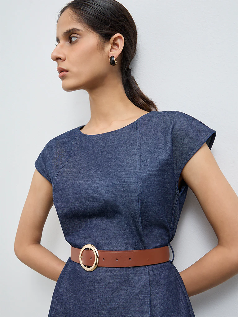 Wardrobe Navy A-Line Dress - Image 3