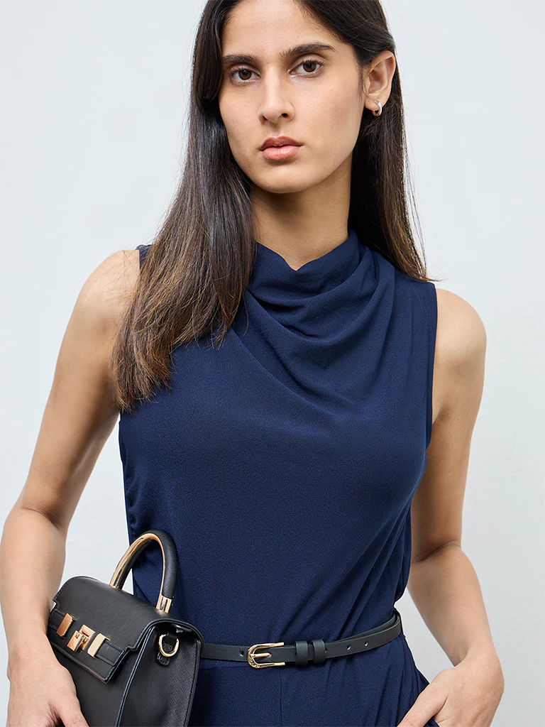 Wardrobe Navy Jumpsuit with Belt - Image 3