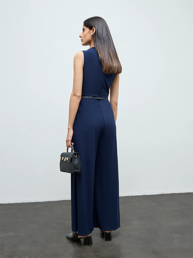 Wardrobe Navy Jumpsuit with Belt - Image 4
