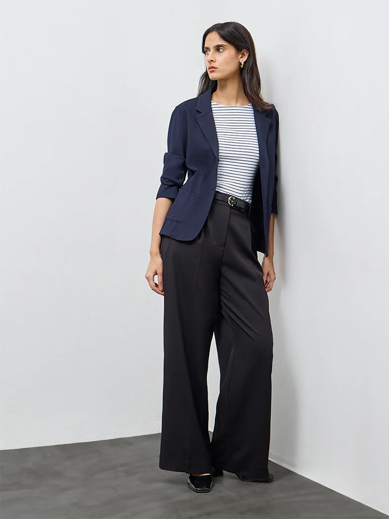 Wardrobe Navy Solid Blazer - Image 2