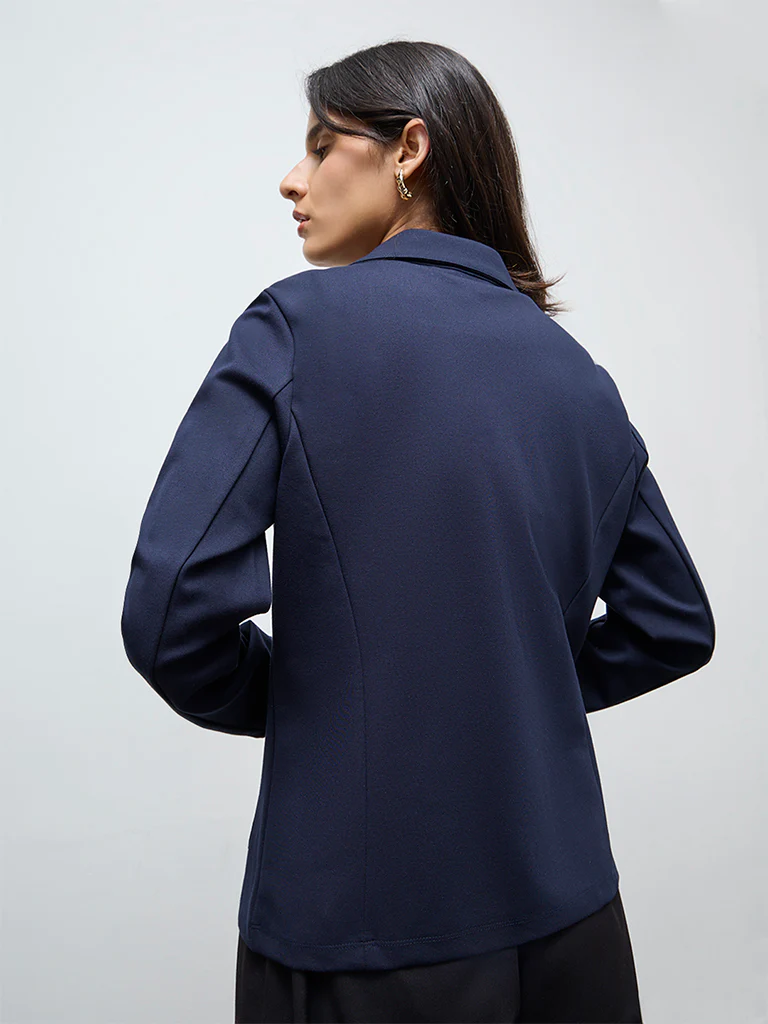 Wardrobe Navy Solid Blazer - Image 4