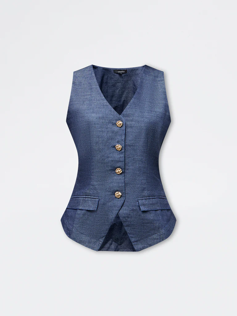 Wardrobe Navy Solid Waistcoat - Image 5