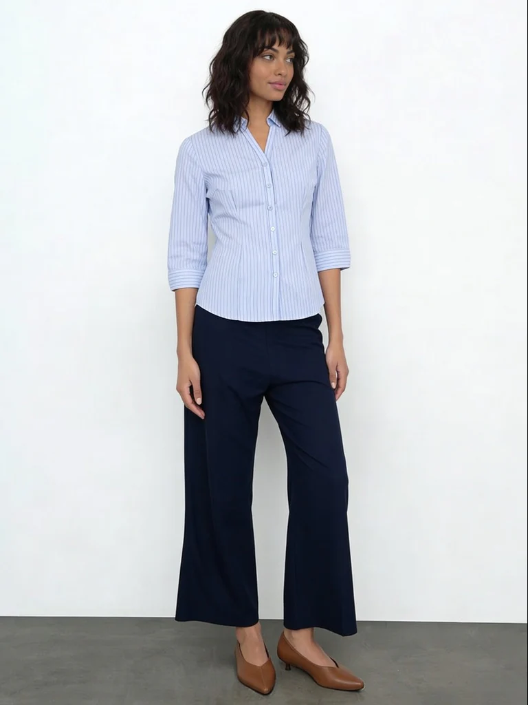 Wardrobe Navy Solid Wide-Leg Trousers