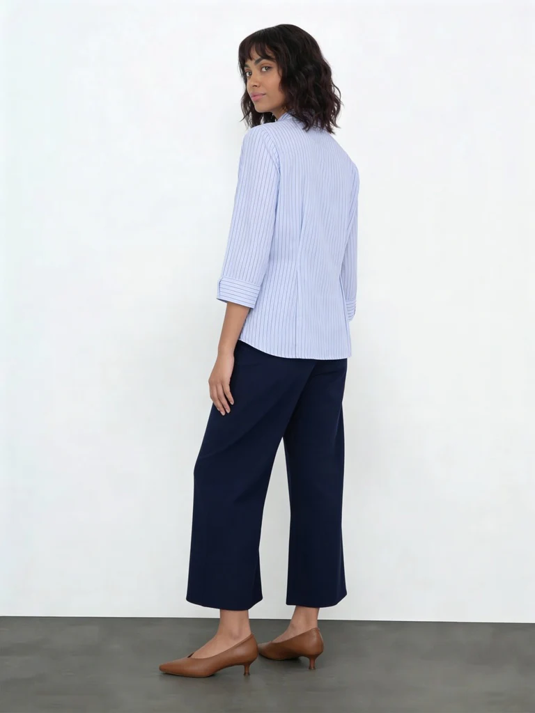Wardrobe Navy Solid Wide-Leg Trousers - Image 4