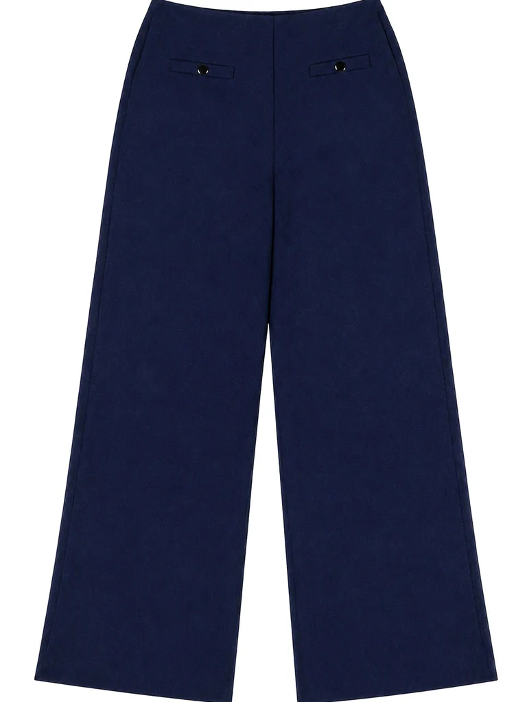 Wardrobe Navy Solid Wide-Leg Trousers - Image 5