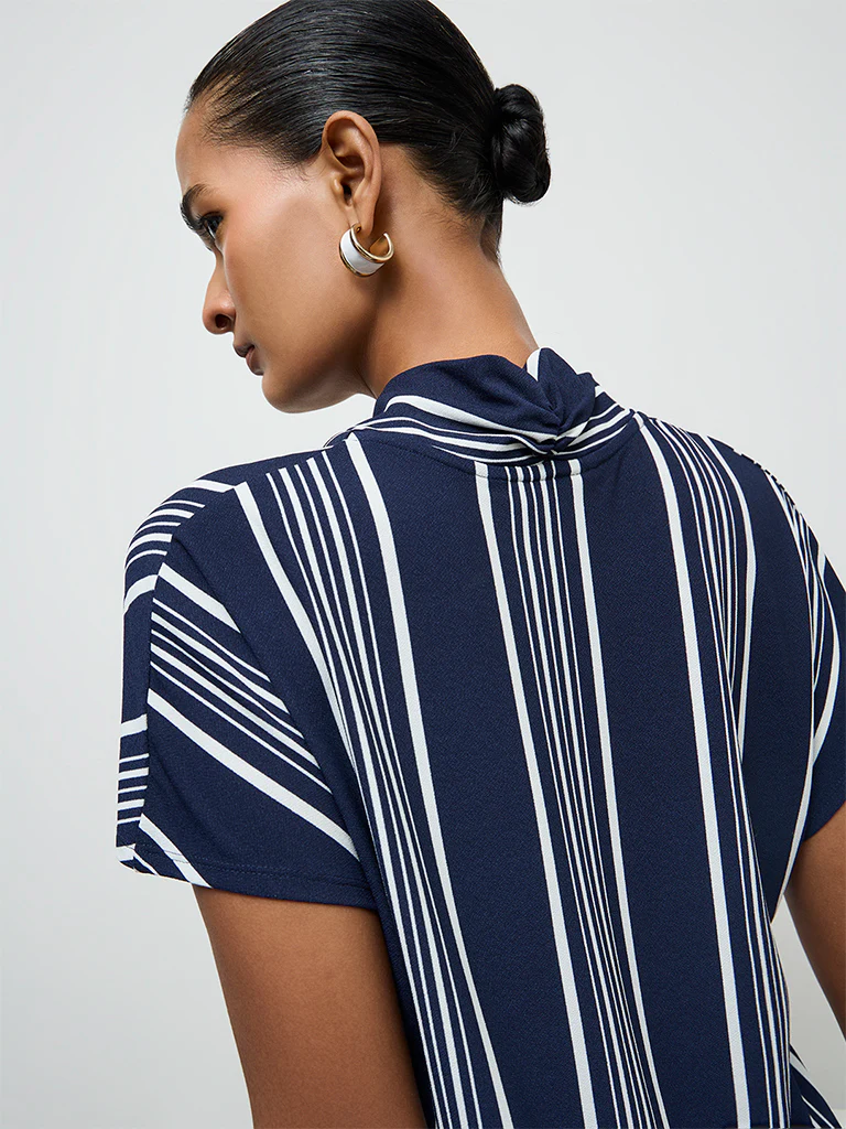 Wardrobe Navy Striped Blouse - Image 3