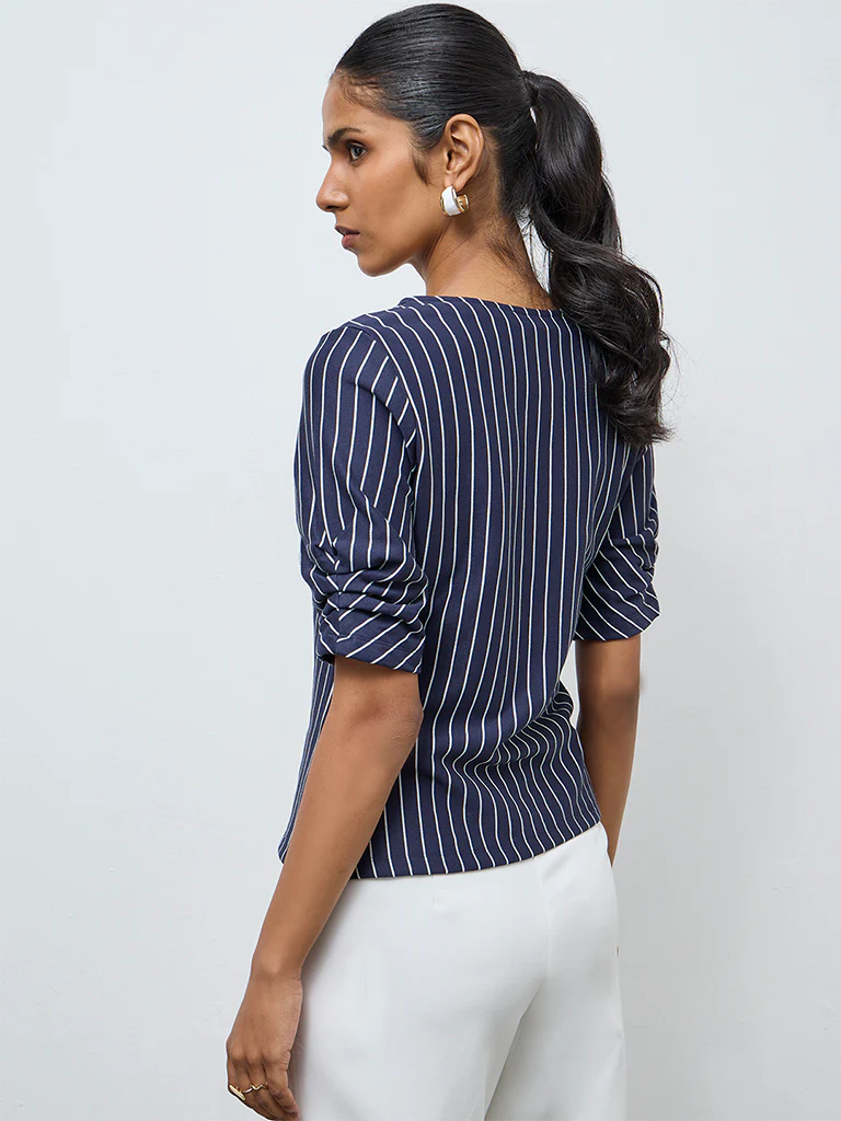 Wardrobe Navy Striped Top - Image 4