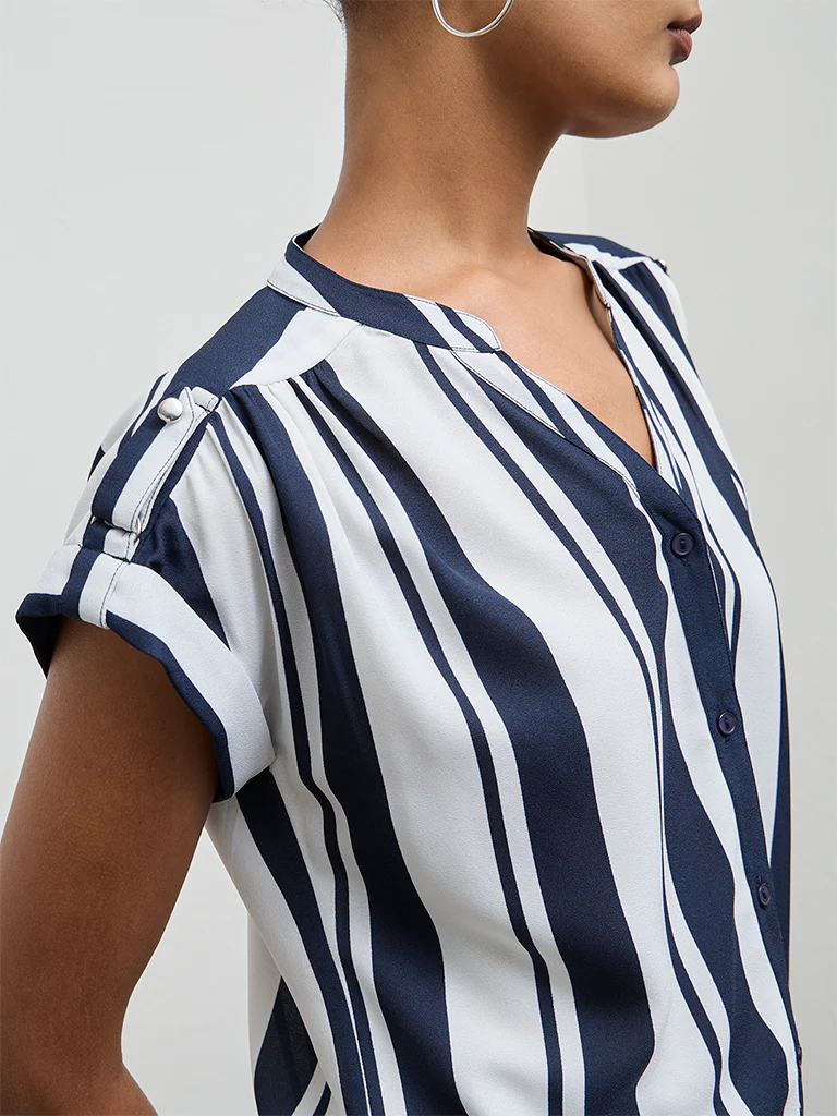 Wardrobe Navy Striped Top - Image 3