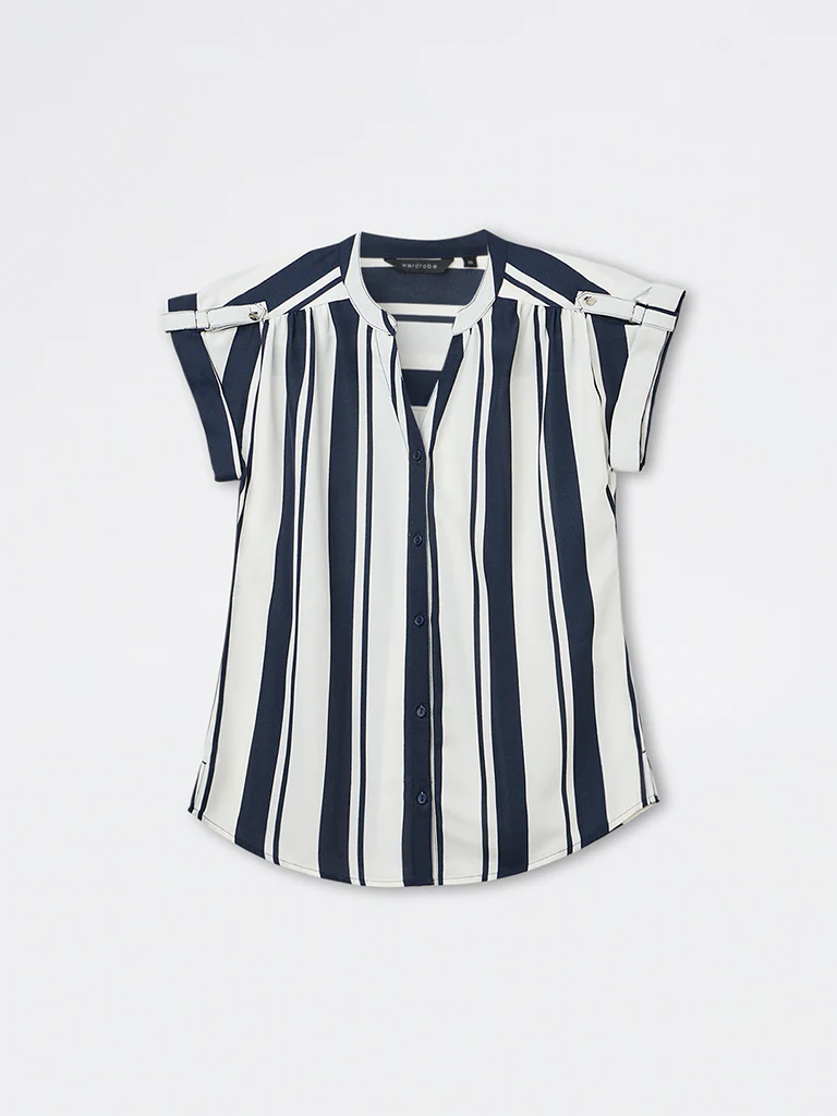 Wardrobe Navy Striped Top - Image 5