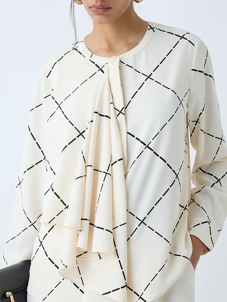 Wardrobe Off-White Abstract Printed Blouse - Image 3