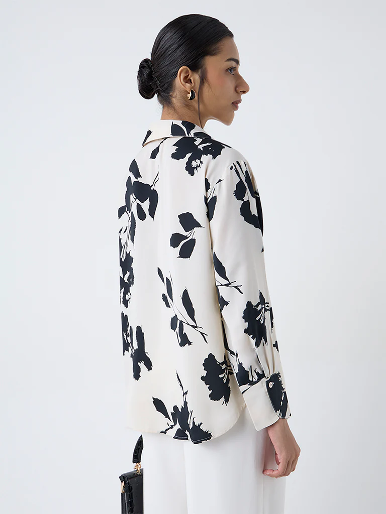 Wardrobe Off-White Botanical Printed Shirt - Image 4