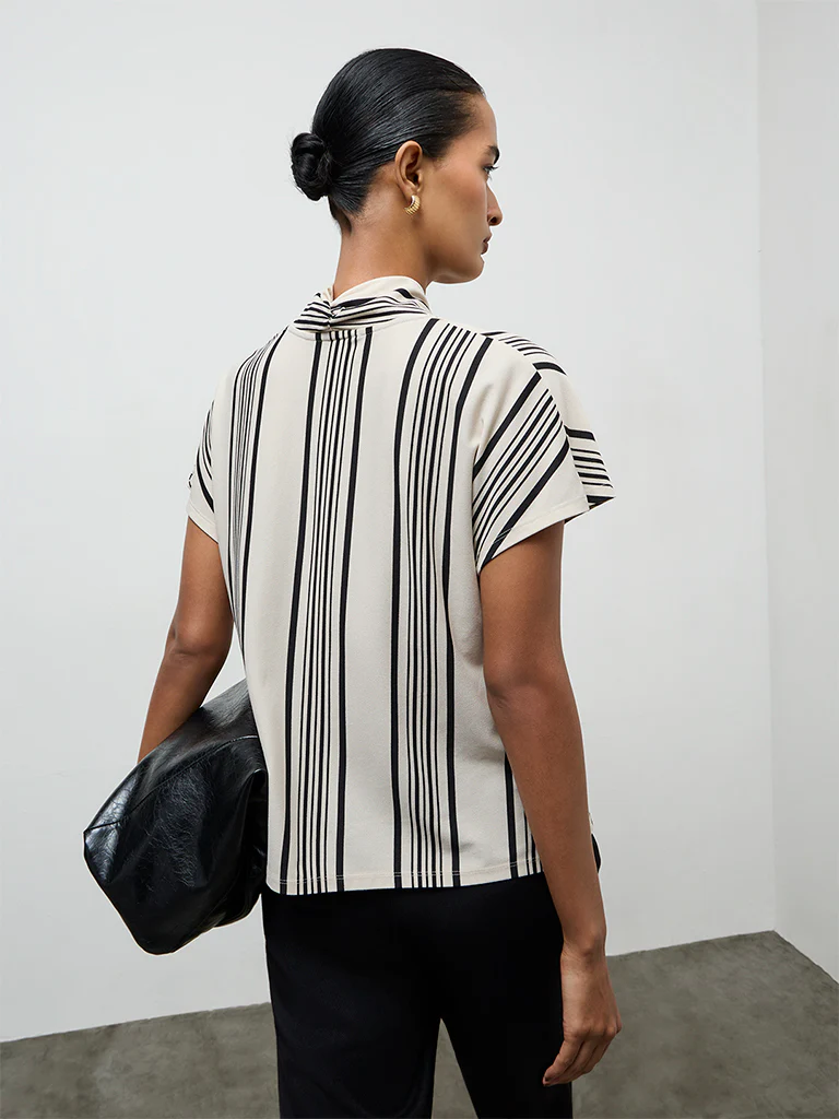 Wardrobe Off-White Striped Blouse - Image 4