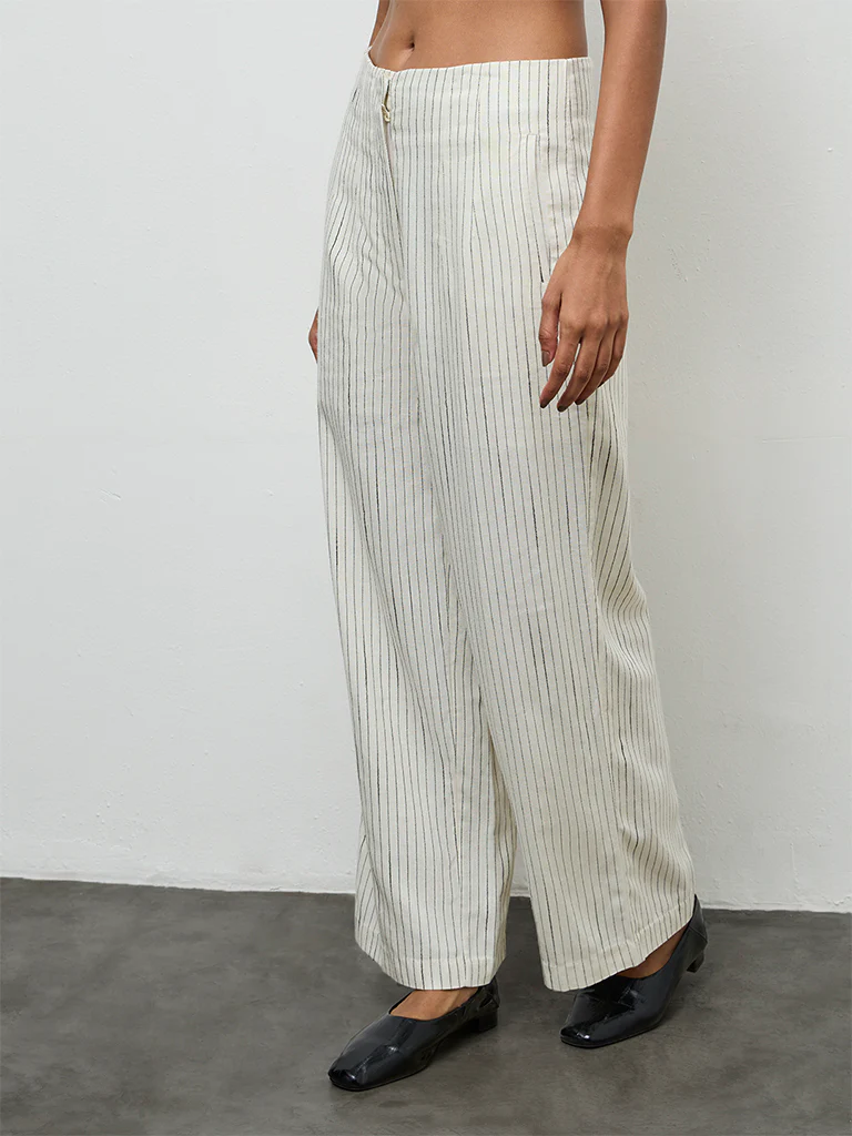 Wardrobe Off-White Striped High-Rise Trousers - Image 2