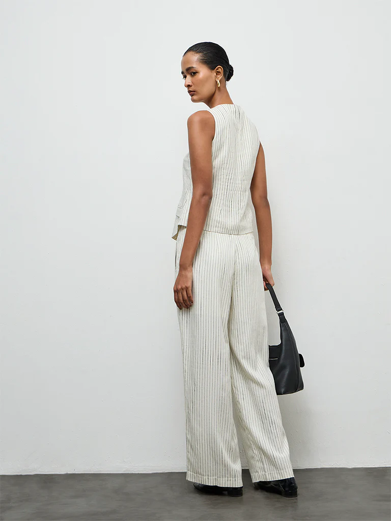 Wardrobe Off-White Striped High-Rise Trousers - Image 4