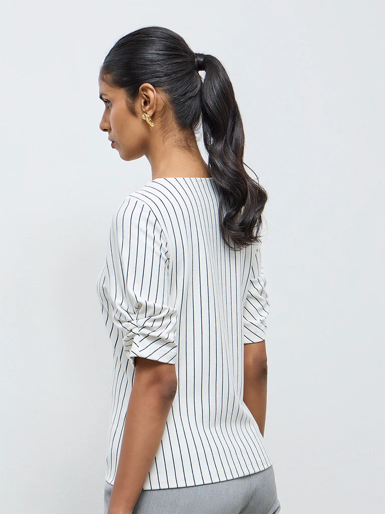 Wardrobe Off-White Striped Top - Image 4