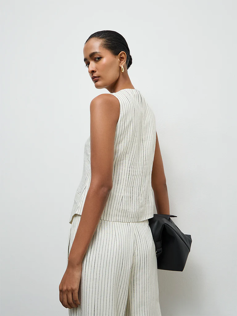 Wardrobe Off-White Striped Waistcoat - Image 4