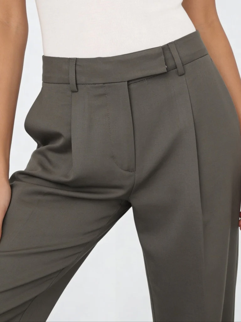 Wardrobe Olive Solid High-Rise Trousers - Image 3