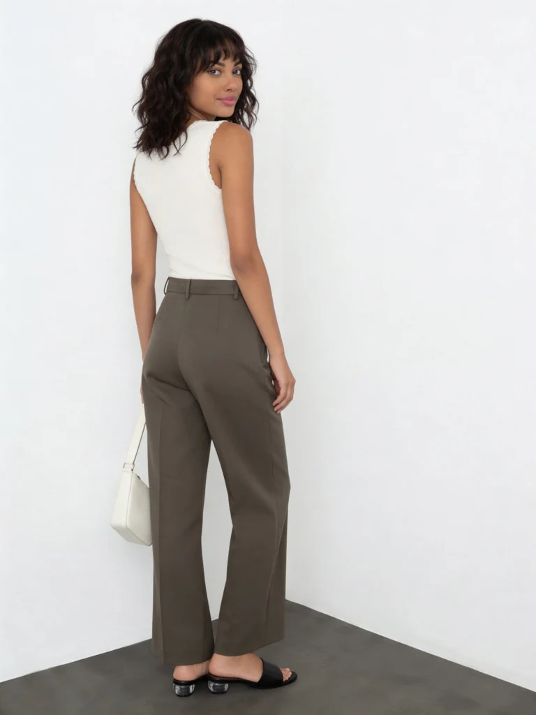 Wardrobe Olive Solid High-Rise Trousers - Image 4