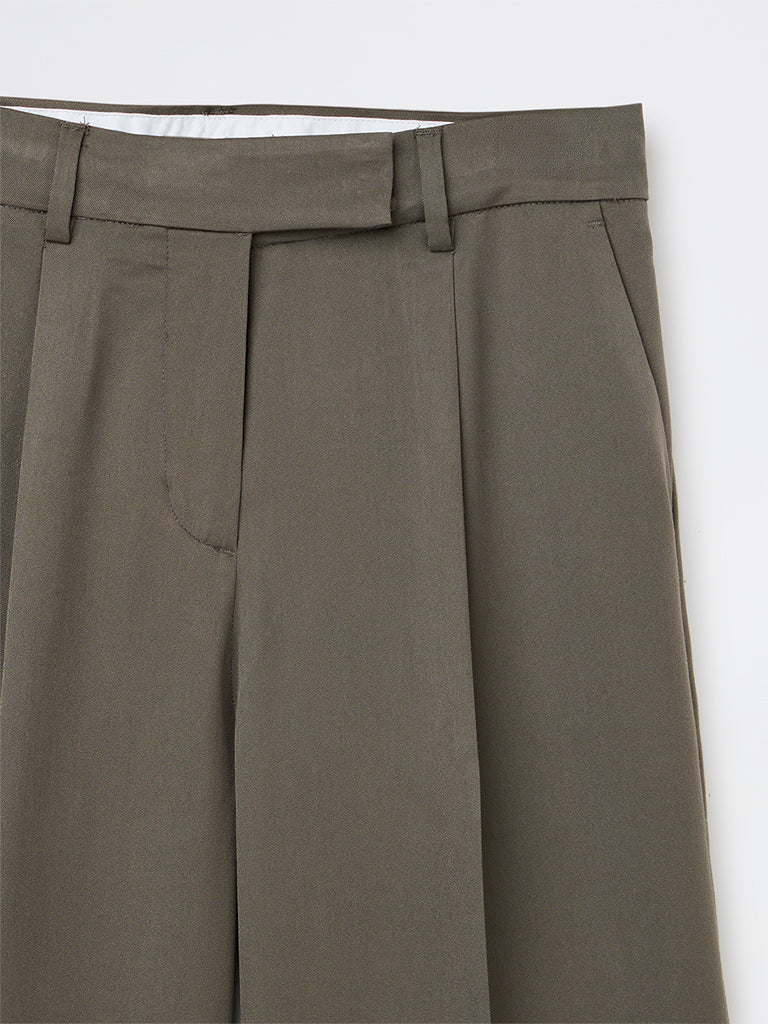 Wardrobe Olive Solid High-Rise Trousers - Image 7