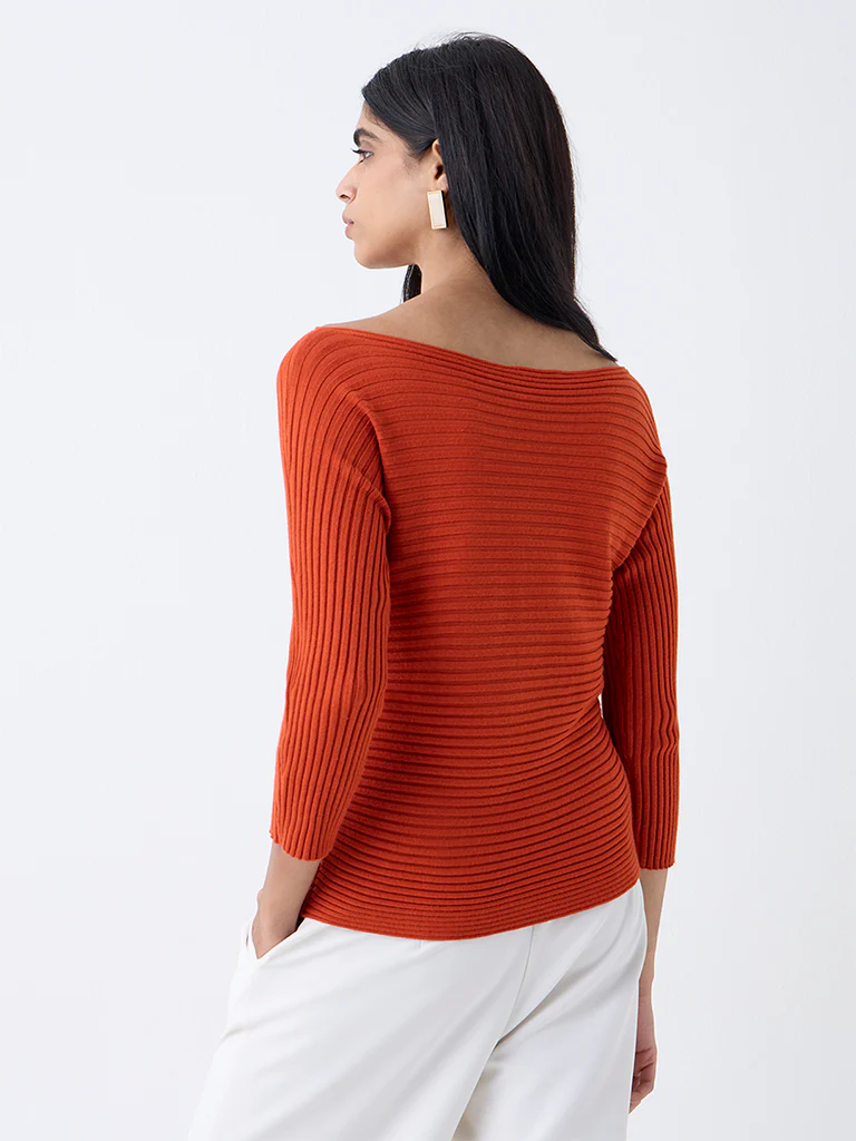 Wardrobe Orange Self-Striped Top - Image 5