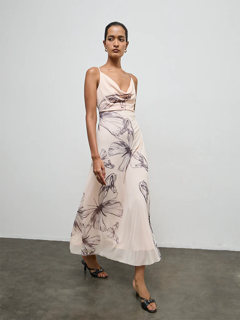 Wardrobe Peach Butterfly Design A-Line Dress - Image 2