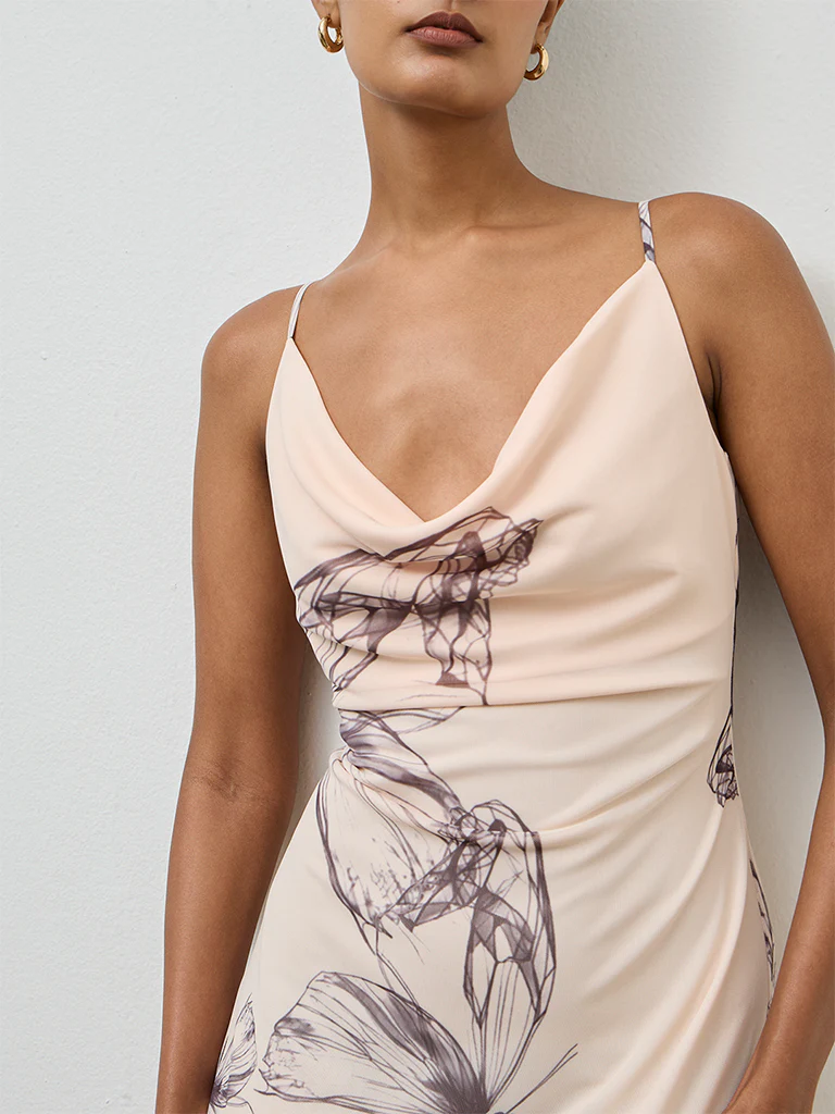 Wardrobe Peach Butterfly Design A-Line Dress - Image 3