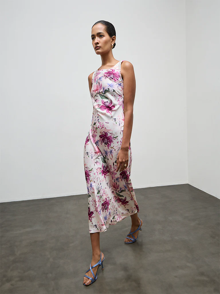 Wardrobe Pink Floral Design A-Line Dress - Image 2