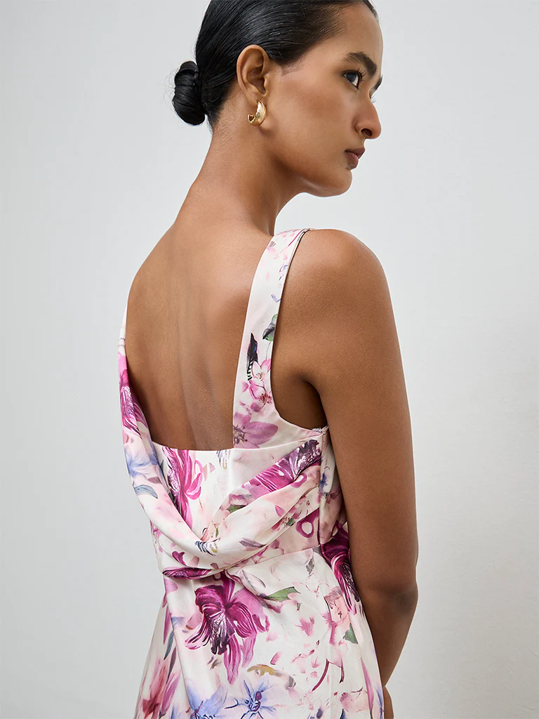 Wardrobe Pink Floral Design A-Line Dress - Image 3
