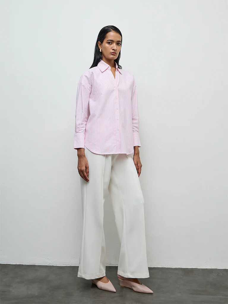 Wardrobe Pink Striped Cotton Shirt - Image 2