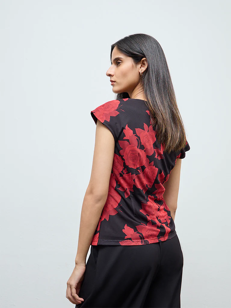 Wardrobe Red Floral Top - Image 4