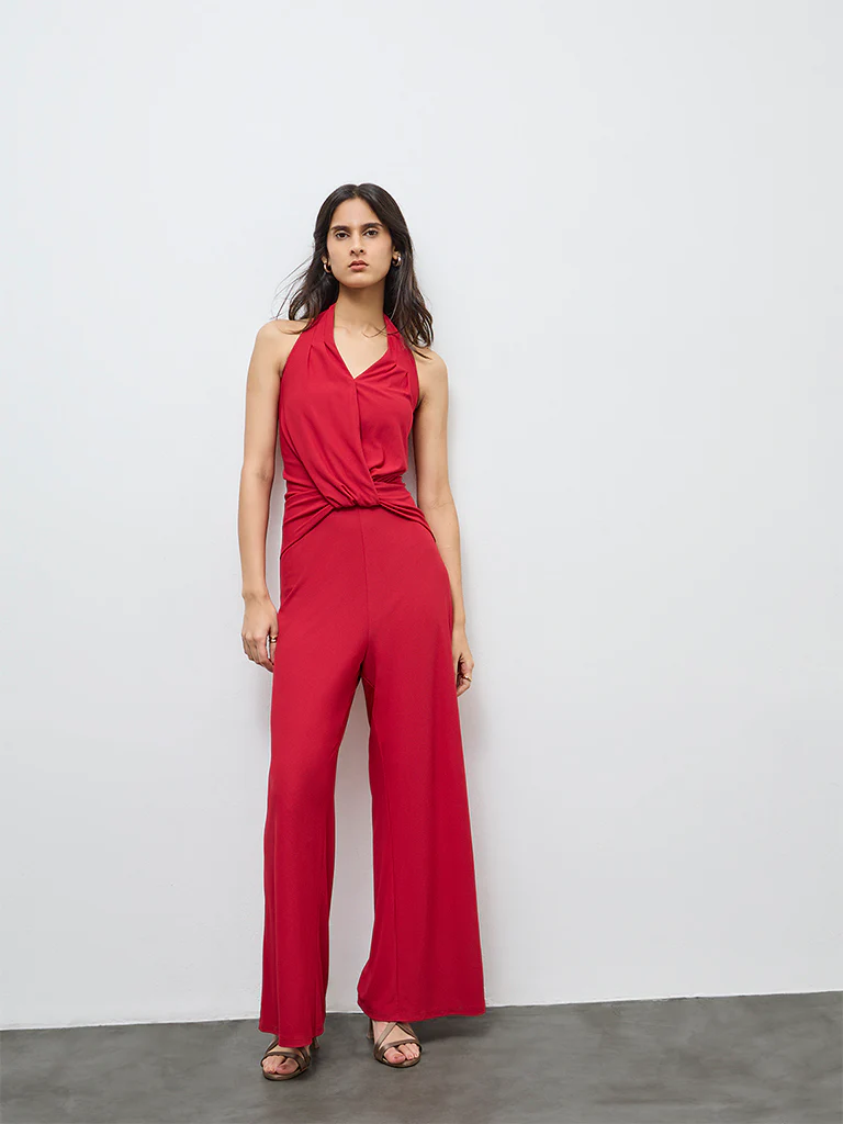 Wardrobe Red Halter-Neck Jumpsuit - Image 4