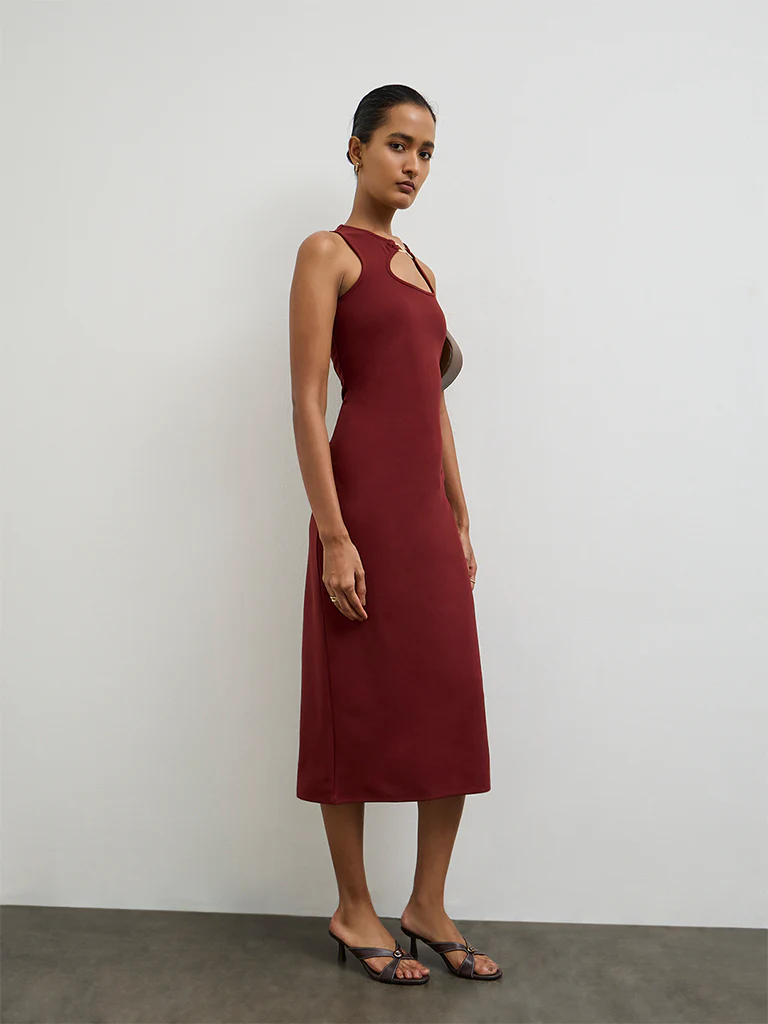 Wardrobe Red Hardware Detailed Bodycon Dress - Image 2