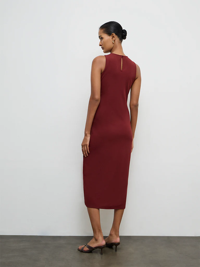 Wardrobe Red Hardware Detailed Bodycon Dress - Image 4
