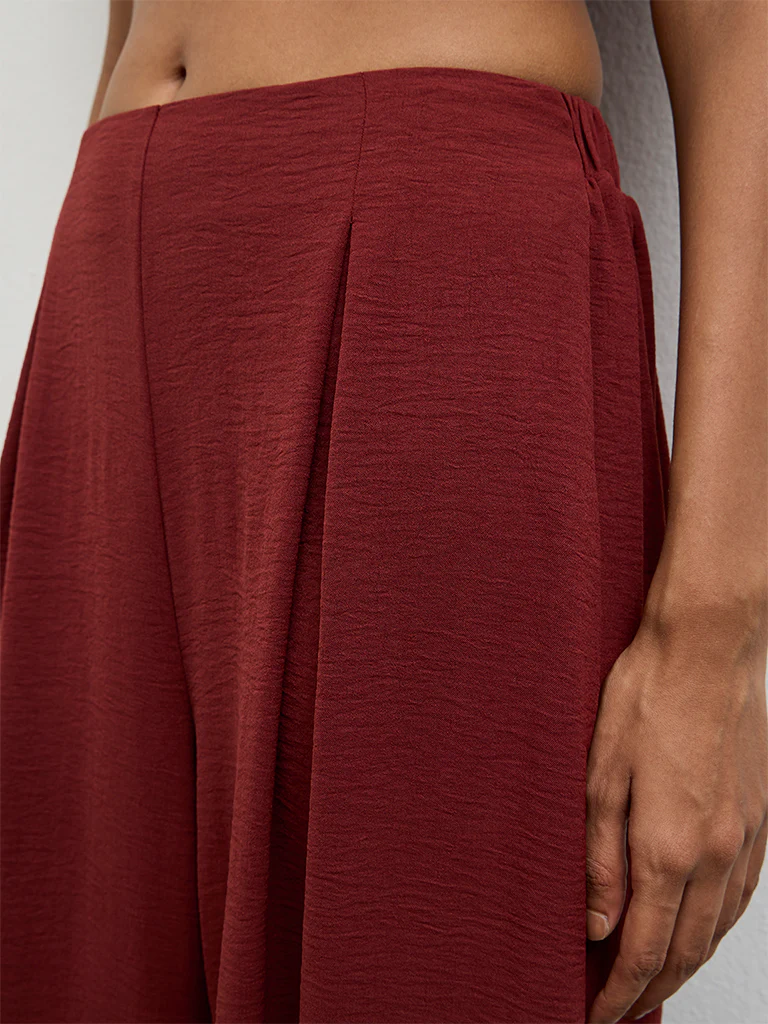Wardrobe Red Pleated High-Rise Pants - Image 3