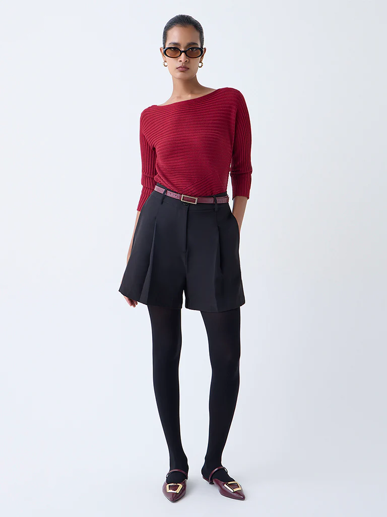 Wardrobe Red Self-Striped Top - Image 2