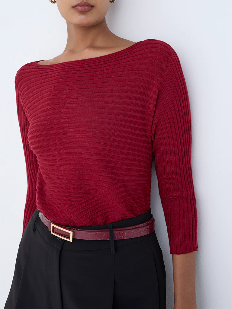Wardrobe Red Self-Striped Top - Image 3