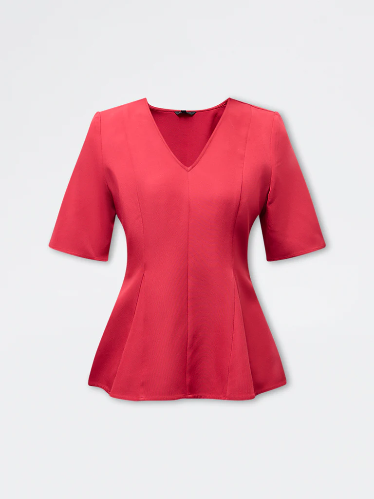Wardrobe Red Solid Peplum Top - Image 5