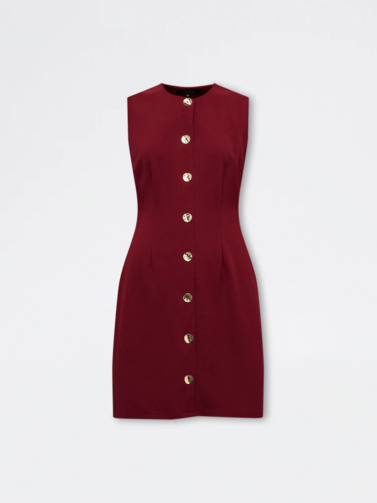 Wardrobe Red Solid Shift Dress - Image 4