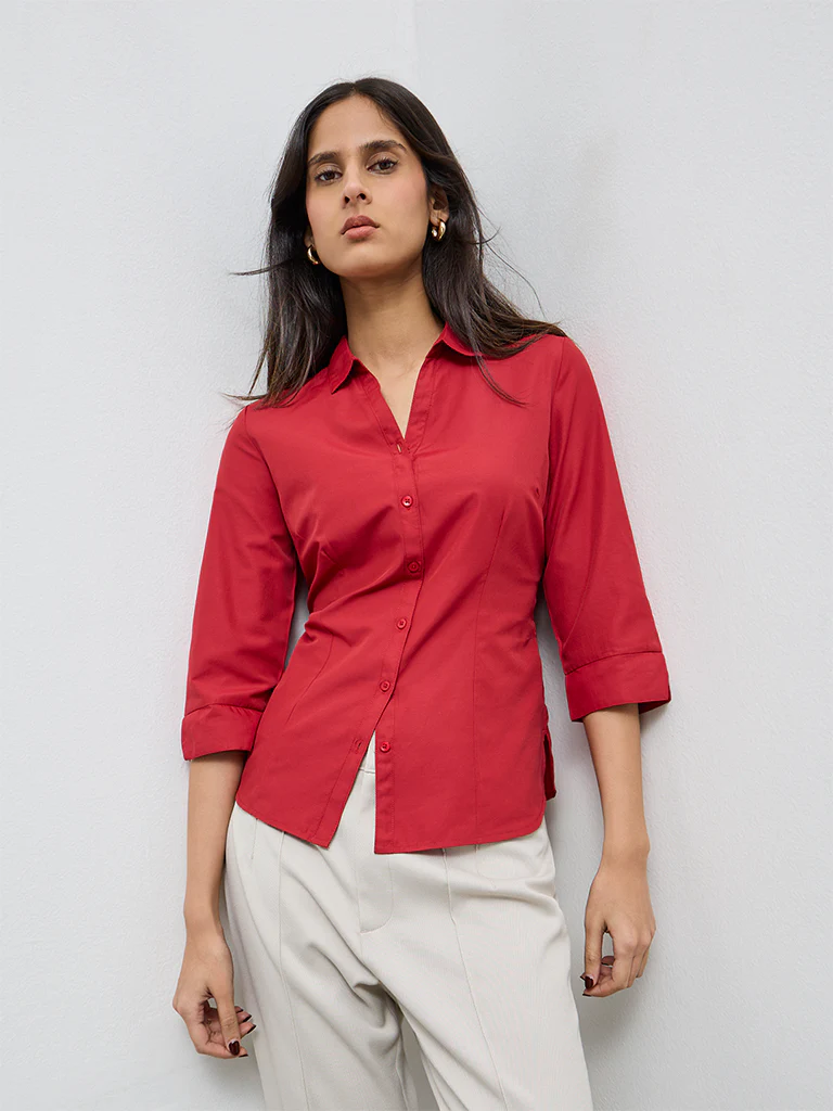Wardrobe Red Solid Shirt