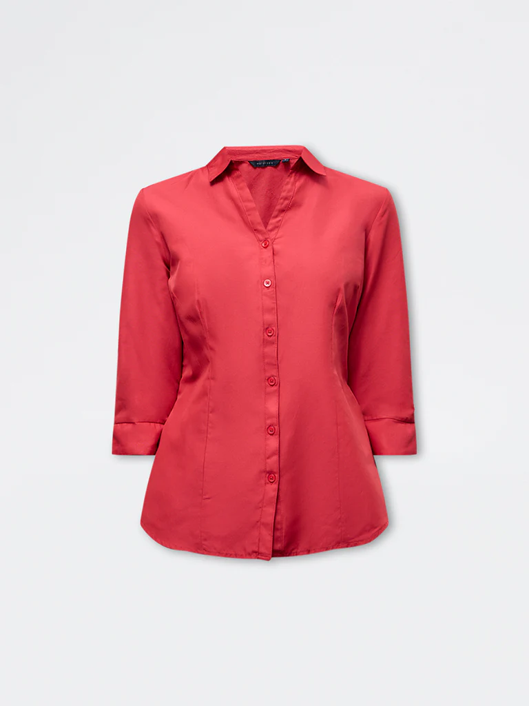 Wardrobe Red Solid Shirt - Image 5
