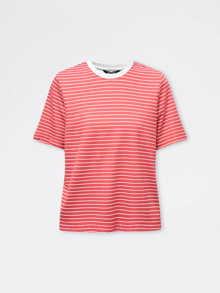 Wardrobe Red Striped Cotton-Blend T-Shirt - Image 5