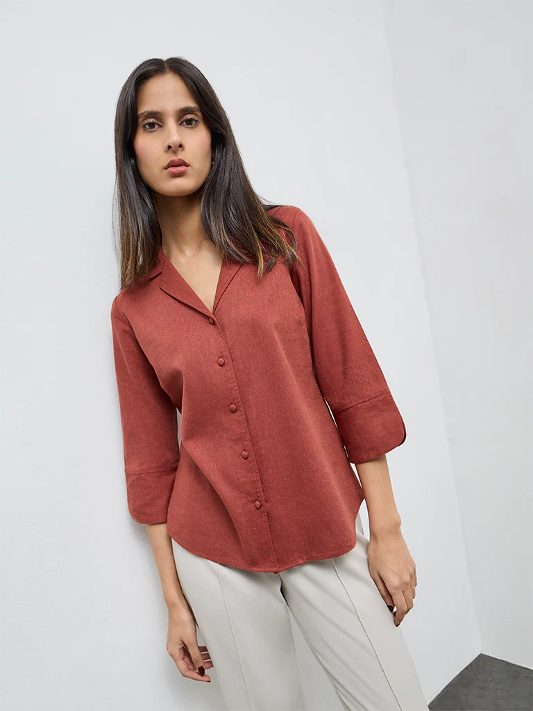 Wardrobe Rust Solid Shirt