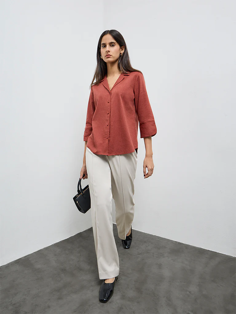 Wardrobe Rust Solid Shirt - Image 2