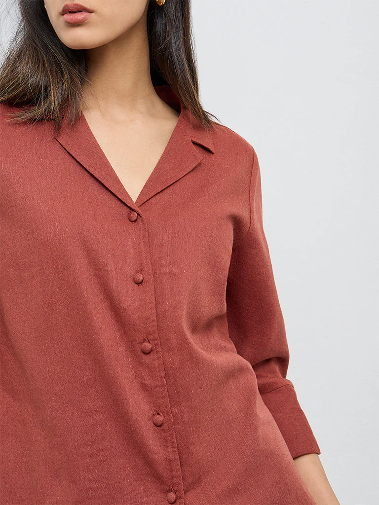 Wardrobe Rust Solid Shirt - Image 3