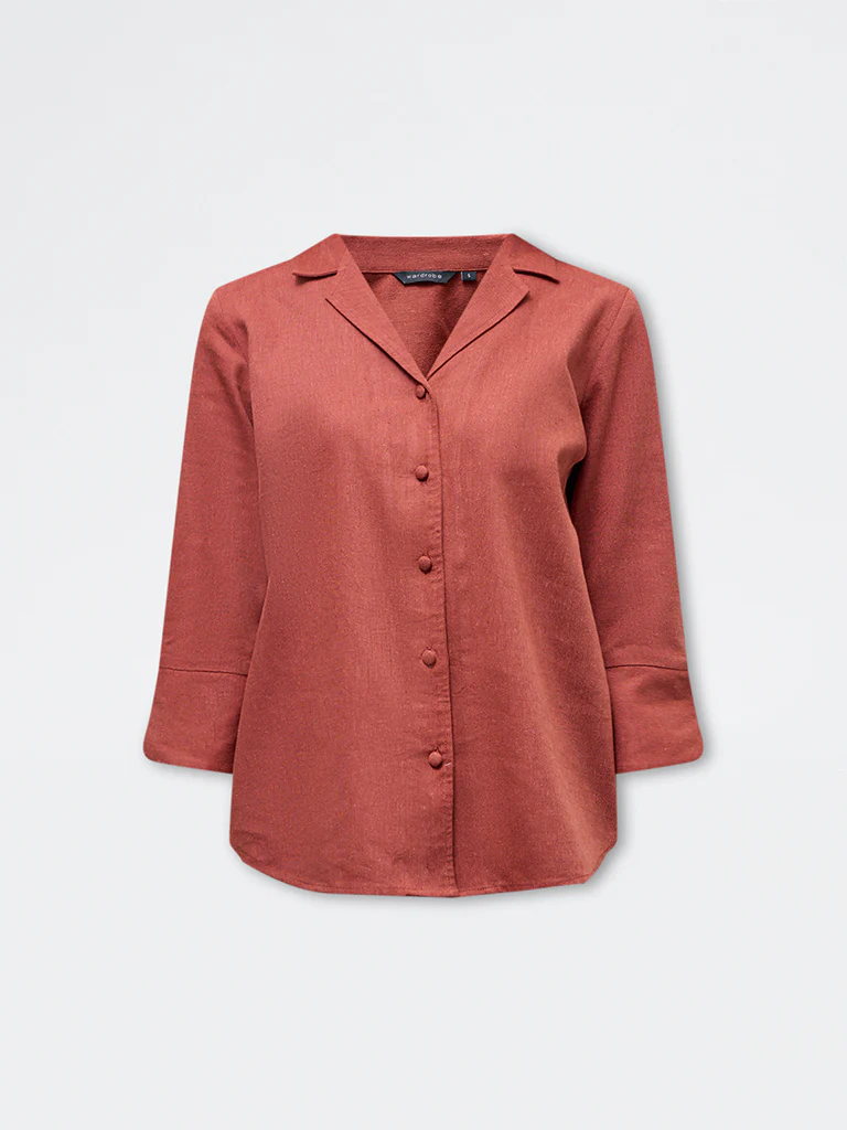 Wardrobe Rust Solid Shirt - Image 5