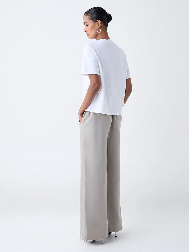 Wardrobe Taupe Solid High-Rise Trousers - Image 4