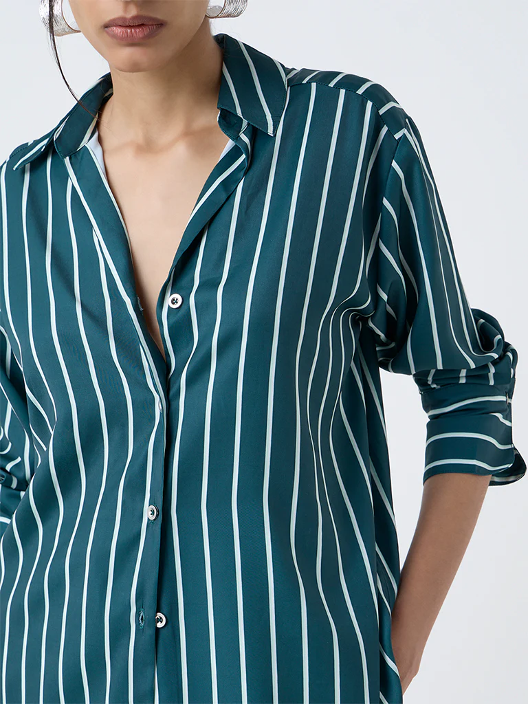 Wardrobe Teal Striped Shirt - Image 3