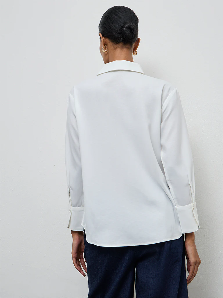 Wardrobe White Floral Design Shirt - Image 4