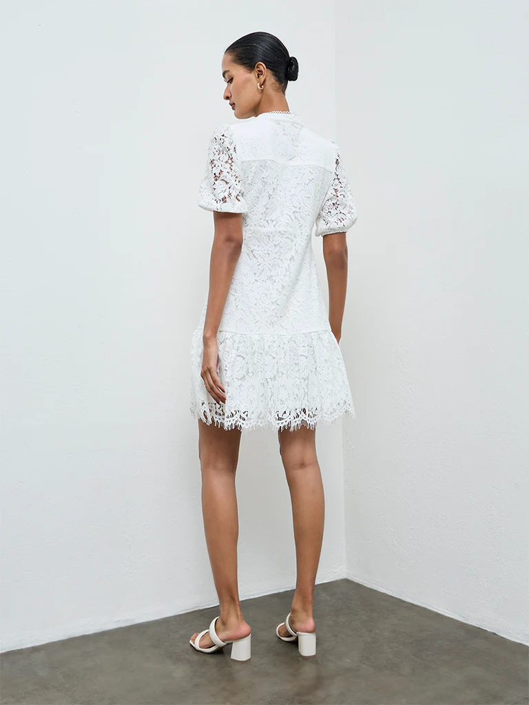Wardrobe White Floral Lace A-Line Dress - Image 4