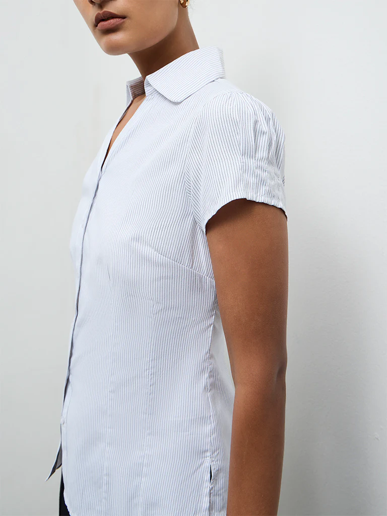 Wardrobe White Pinstriped Shirt - Image 3